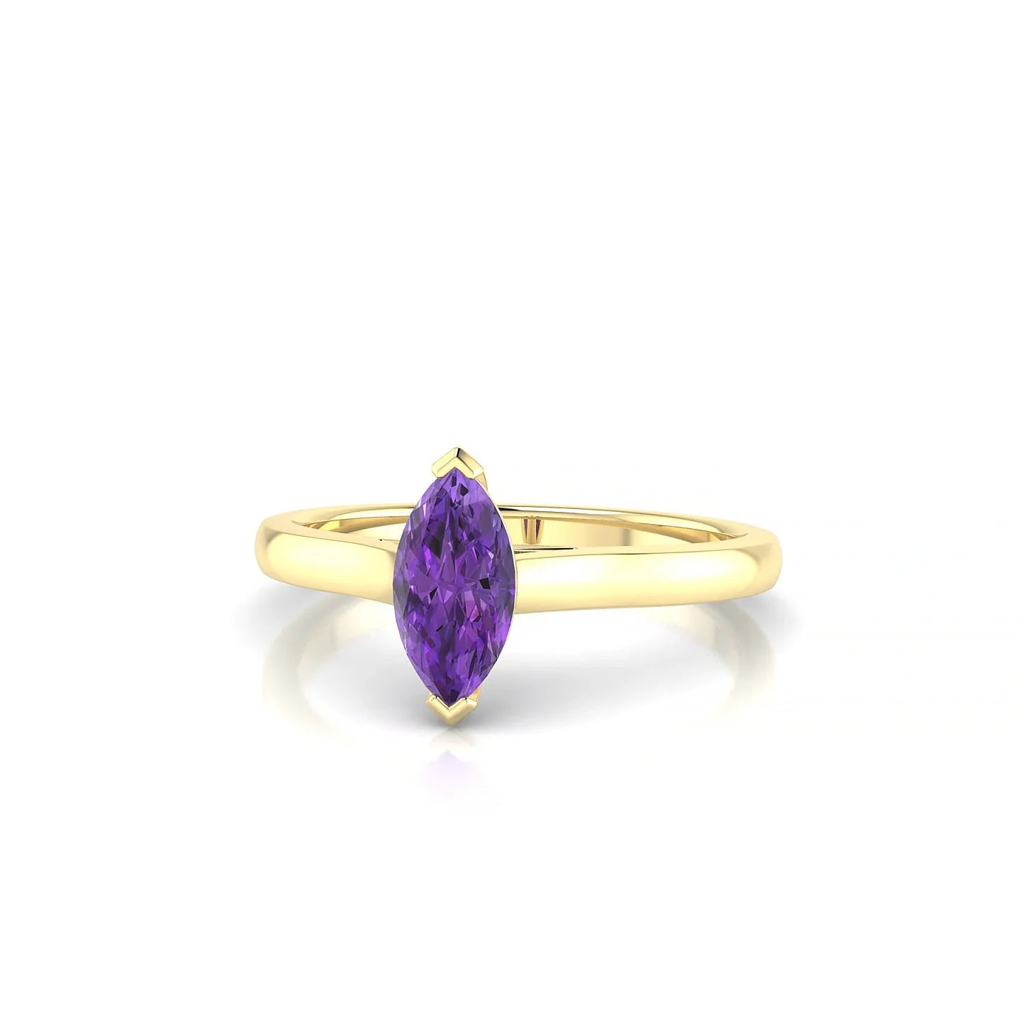 Cathedral | 18k Yellow Gold 8 x 4 mm Marquise Amethyst Ring