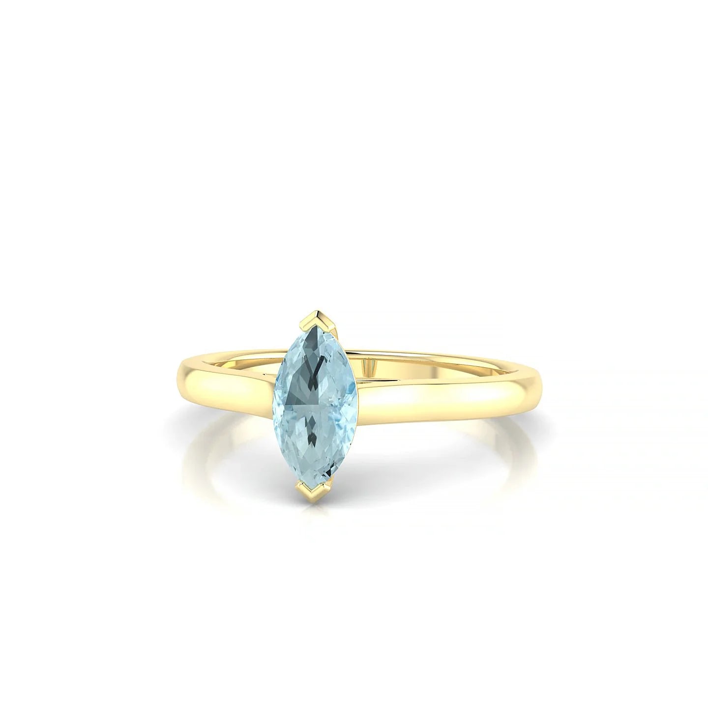 Cathedral | 18k Yellow Gold 8 x 4 mm Marquise Aquamarine Ring