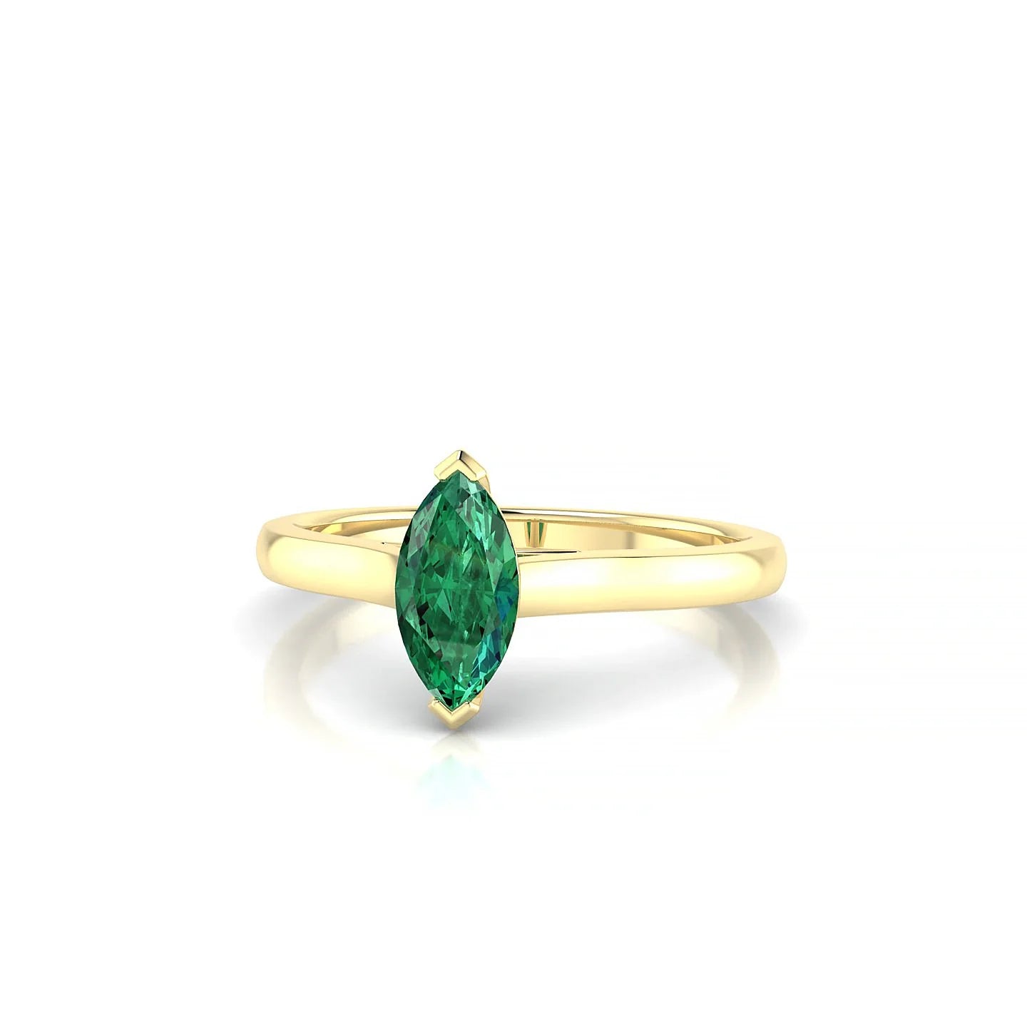 Cathedral | 18k Yellow Gold 8 x 4 mm Marquise Emerald Ring