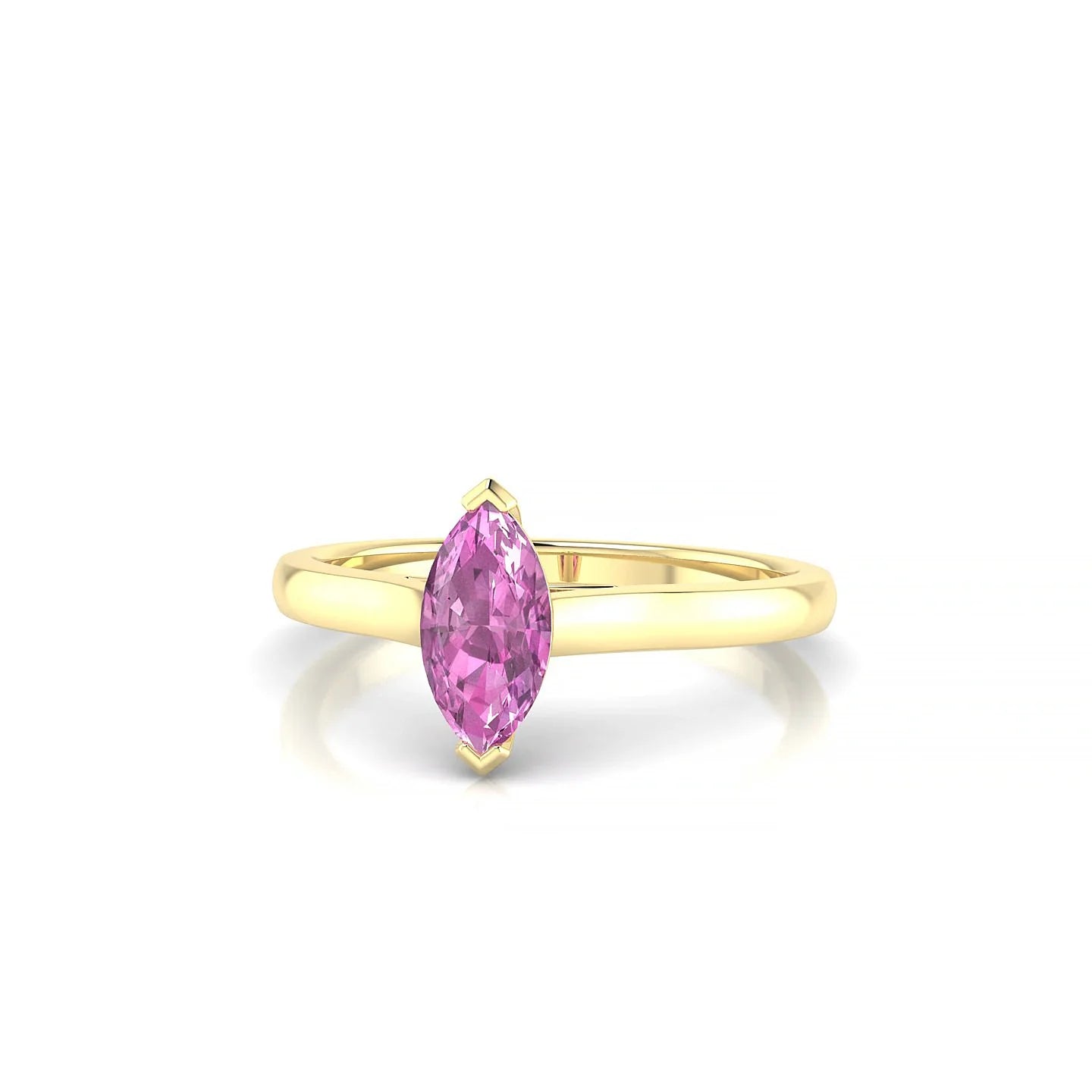 Cathedral | 18k Yellow Gold 8 x 4 mm Marquise Pink Sapphire Ring