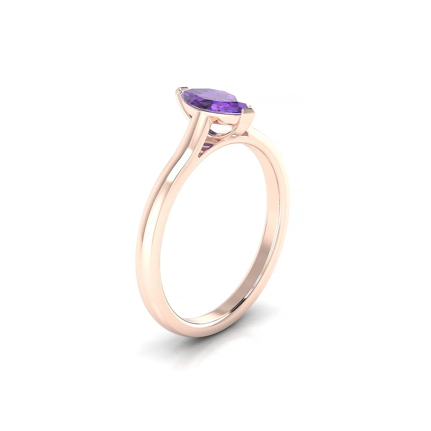 Cathedral | 18k Rose Gold 8 x 4 mm Marquise Amethyst Ring