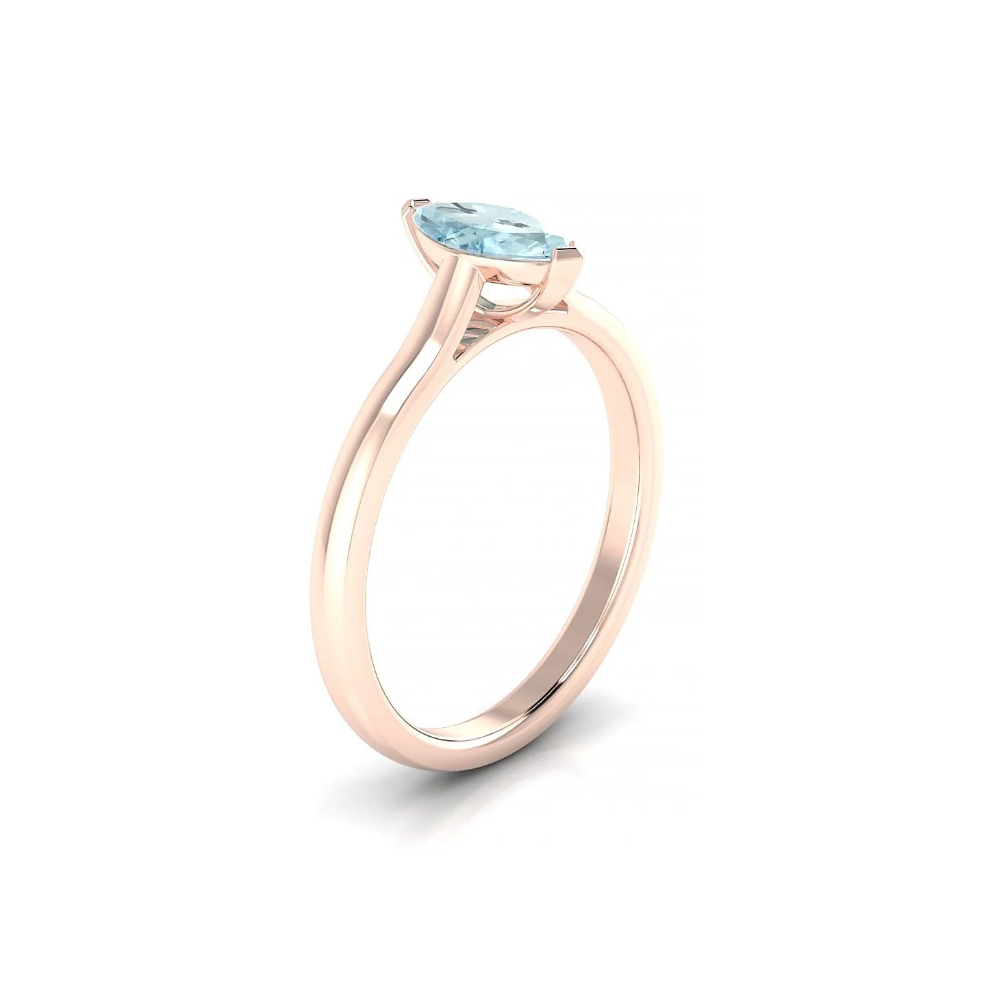 Cathedral | 18k Rose Gold 8 x 4 mm Marquise Aquamarine Ring