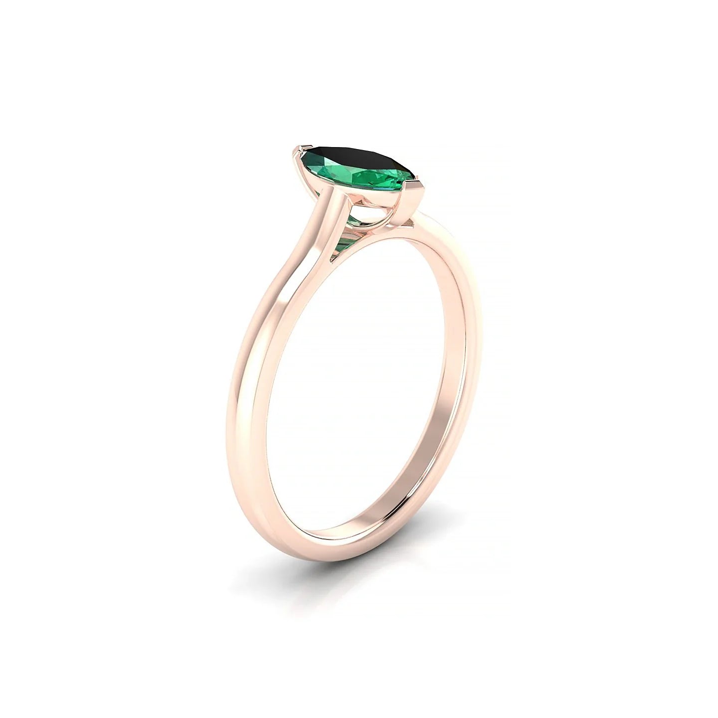 Cathedral | 18k Rose Gold 8 x 4 mm Marquise Emerald Ring