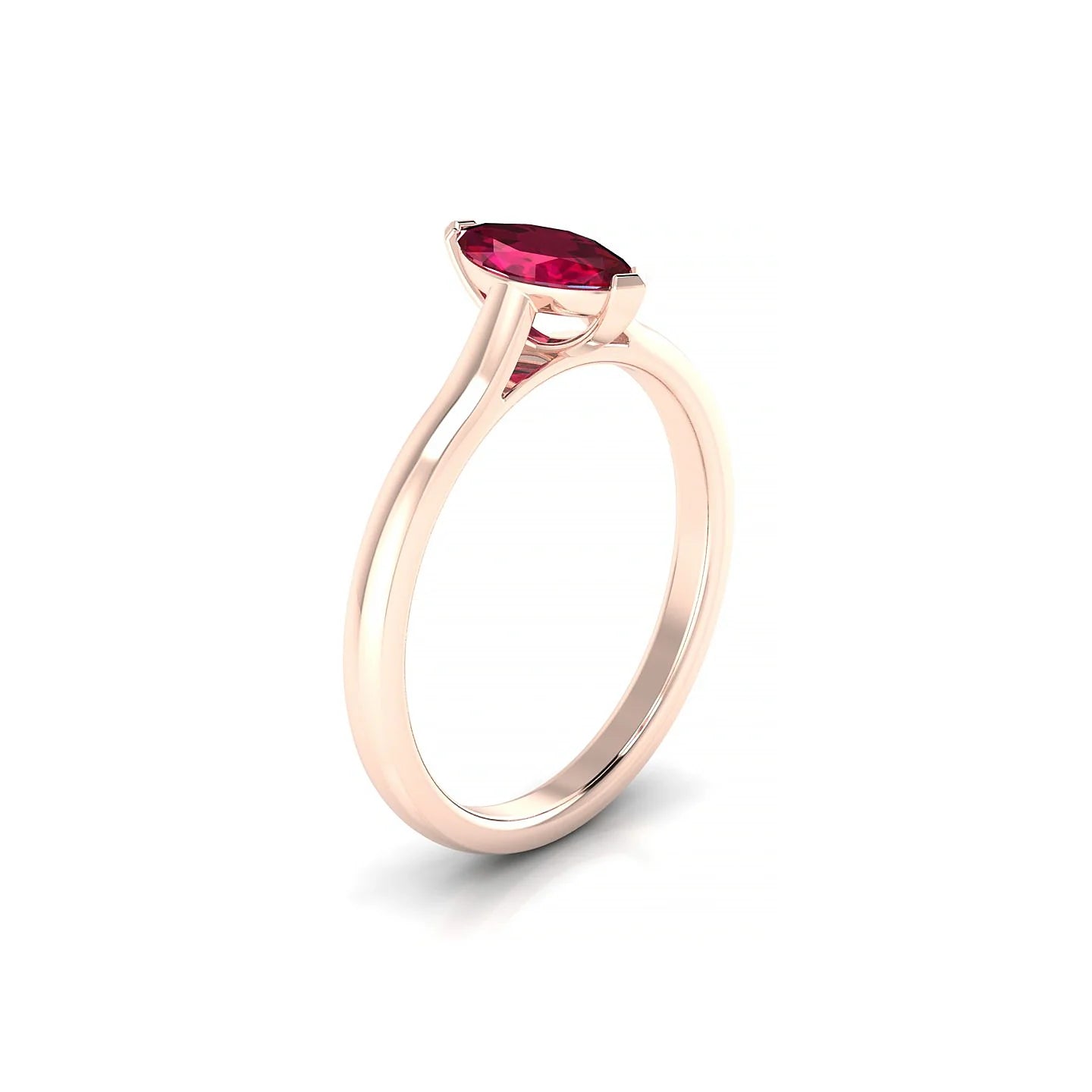 Cathedral | 18k Rose Gold 8 x 4 mm Marquise Ruby Ring