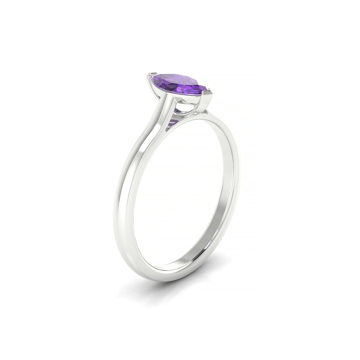 Cathedral | 18k White Gold 8 x 4 mm Marquise Amethyst Ring