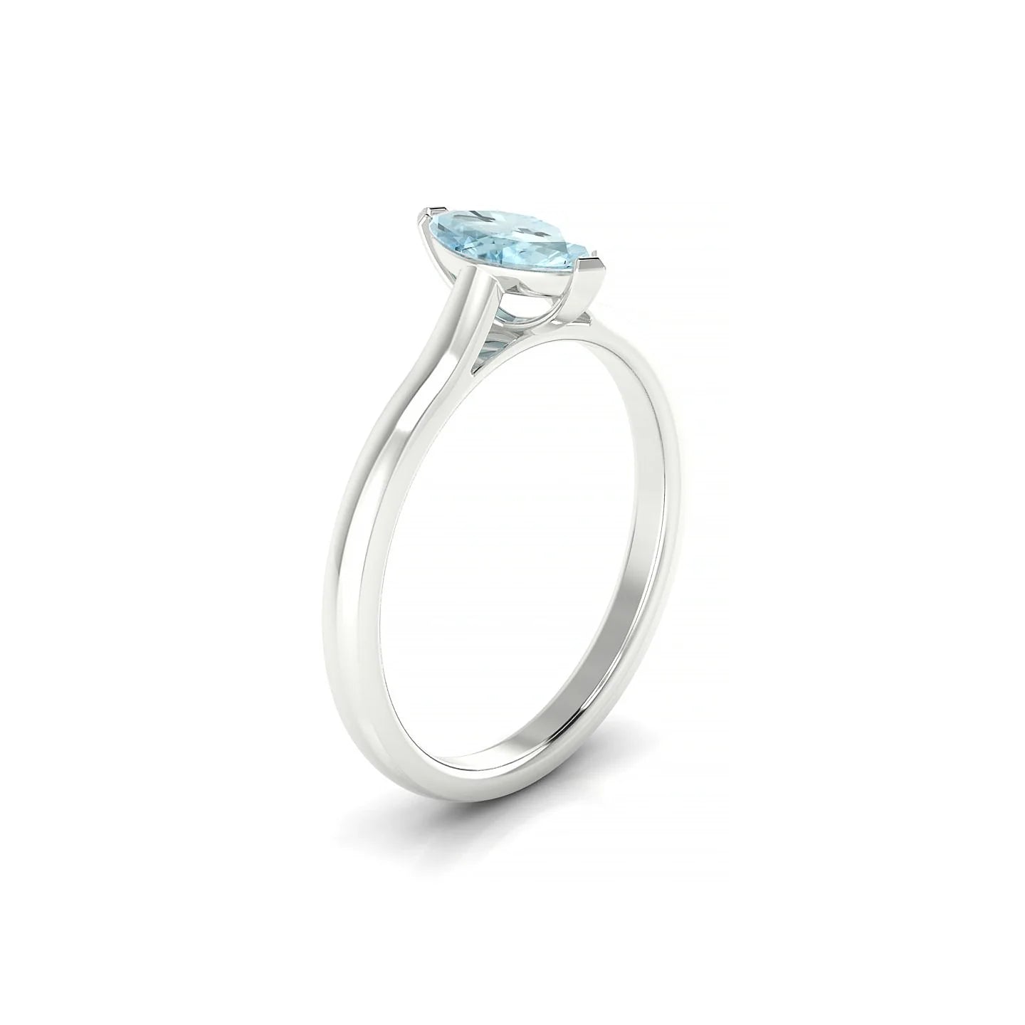 Cathedral | 18k White Gold 8 x 4 mm Marquise Aquamarine Ring