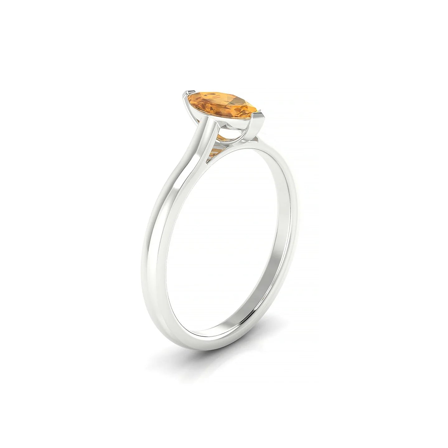 Cathedral | 18k White Gold 8 x 4 mm Marquise Citrine Ring