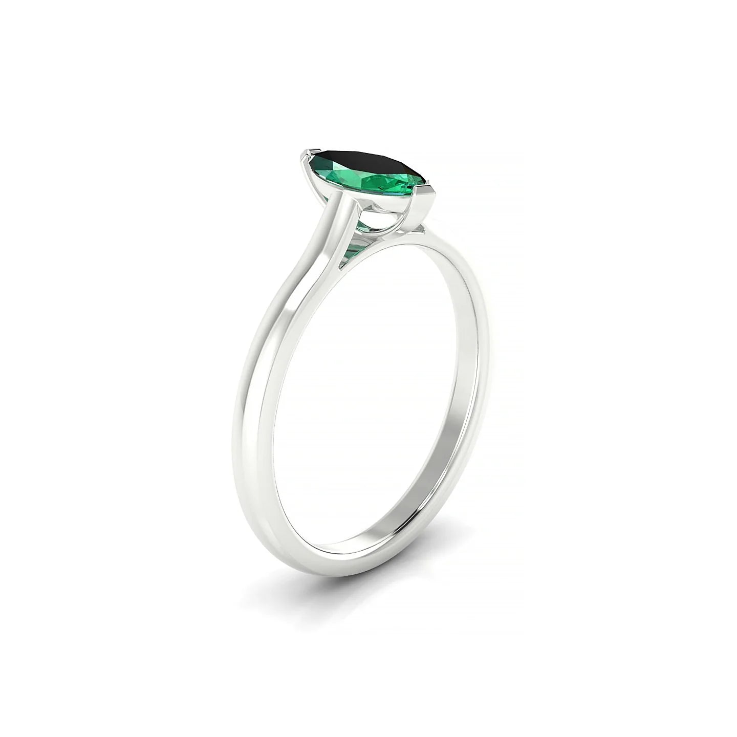 Cathedral | 18k White Gold 8 x 4 mm Marquise Emerald Ring