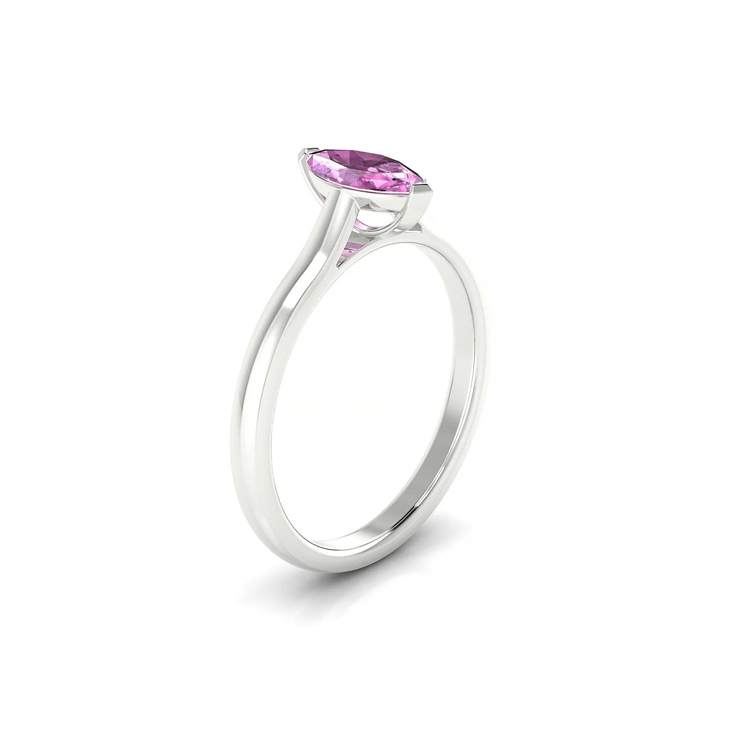 Cathedral | 18k White Gold 8 x 4 mm Marquise Pink Sapphire Ring