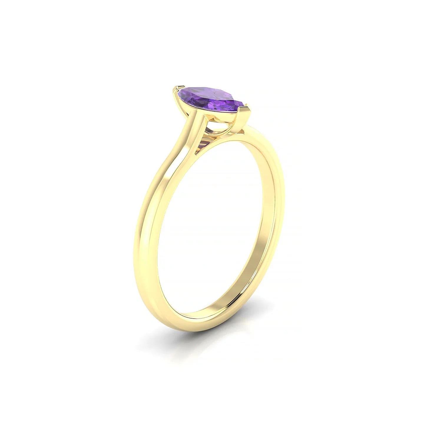 Cathedral | 18k Yellow Gold 8 x 4 mm Marquise Amethyst Ring