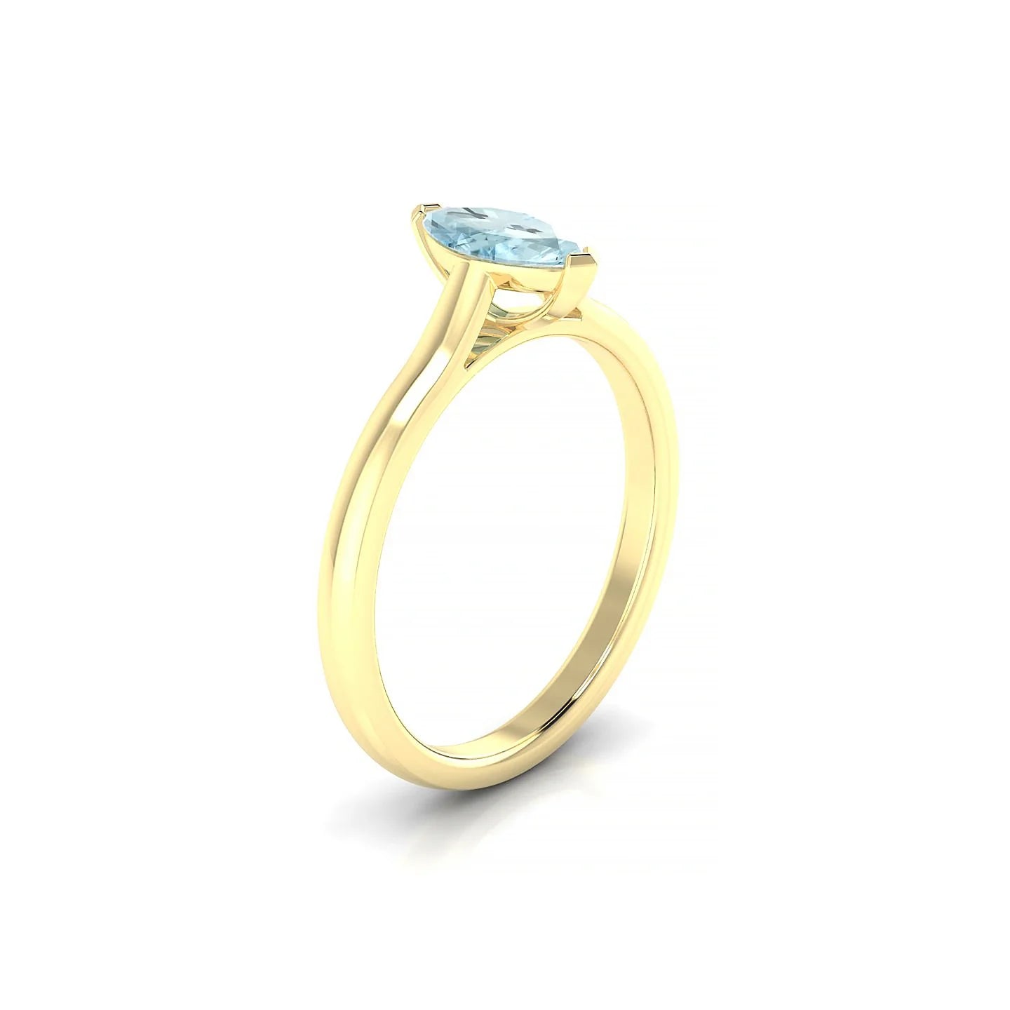 Cathedral | 18k Yellow Gold 8 x 4 mm Marquise Aquamarine Ring