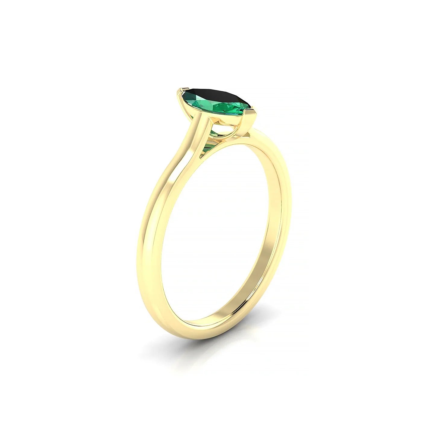 Cathedral | 18k Yellow Gold 8 x 4 mm Marquise Emerald Ring