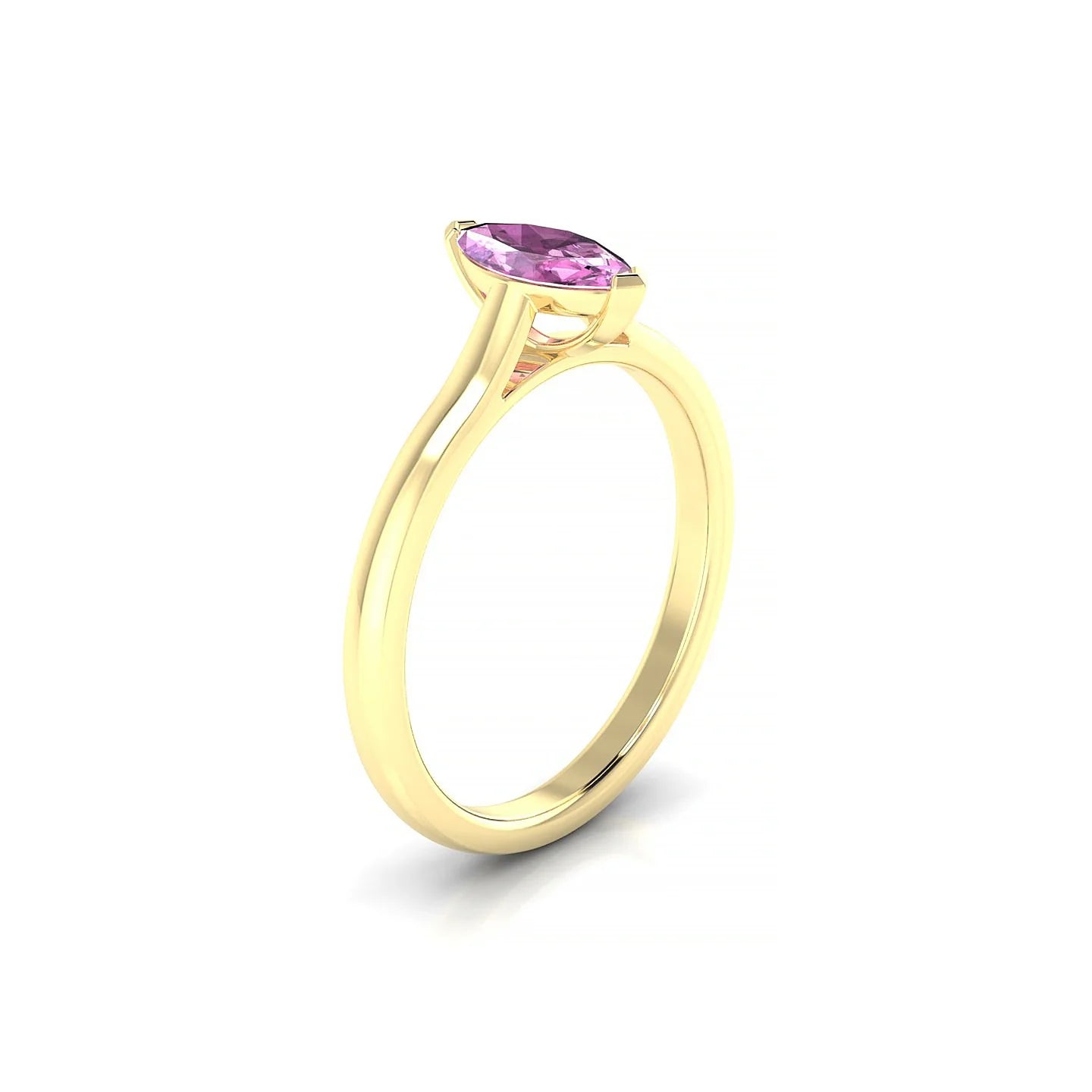 Cathedral | 18k Yellow Gold 8 x 4 mm Marquise Pink Sapphire Ring