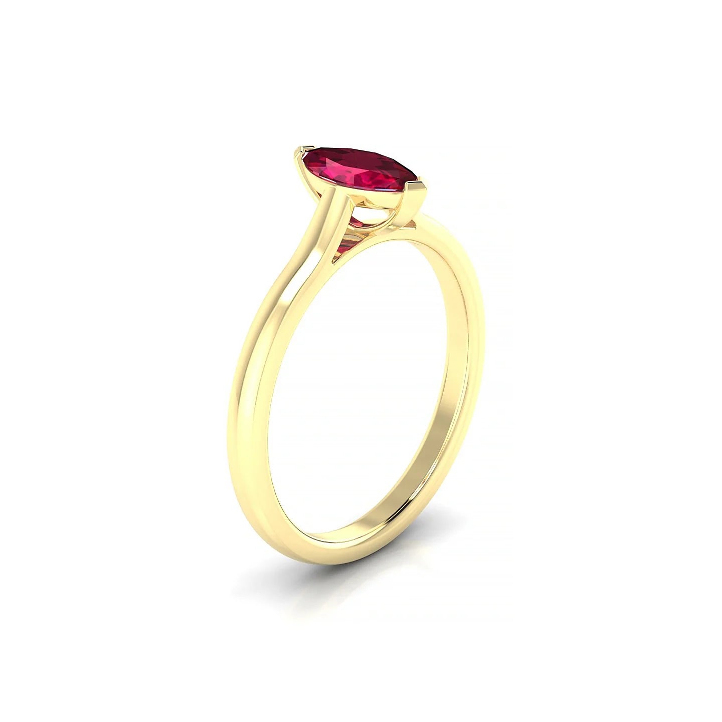 Cathedral | 18k Yellow Gold 8 x 4 mm Marquise Ruby Ring