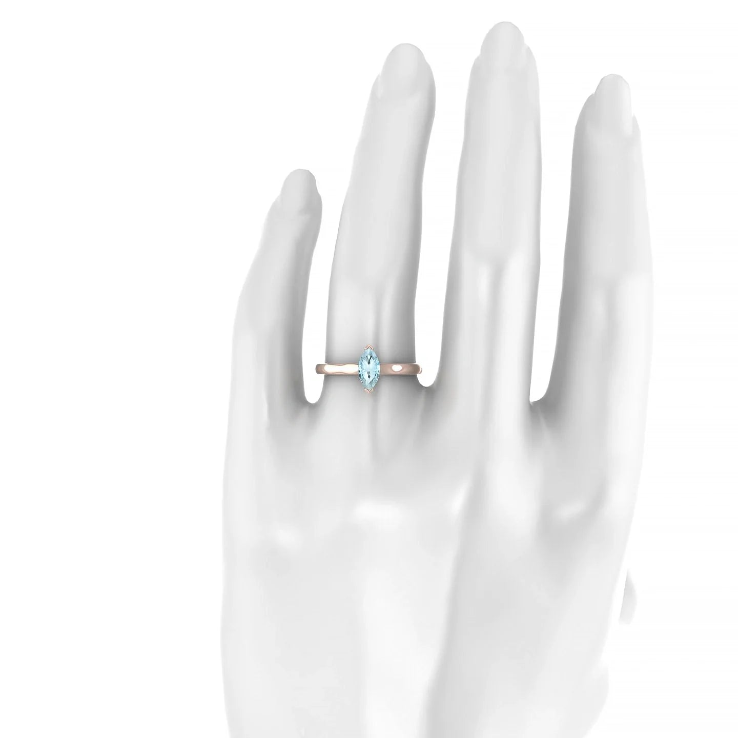 Cathedral | 18k Rose Gold 8 x 4 mm Marquise Aquamarine Ring