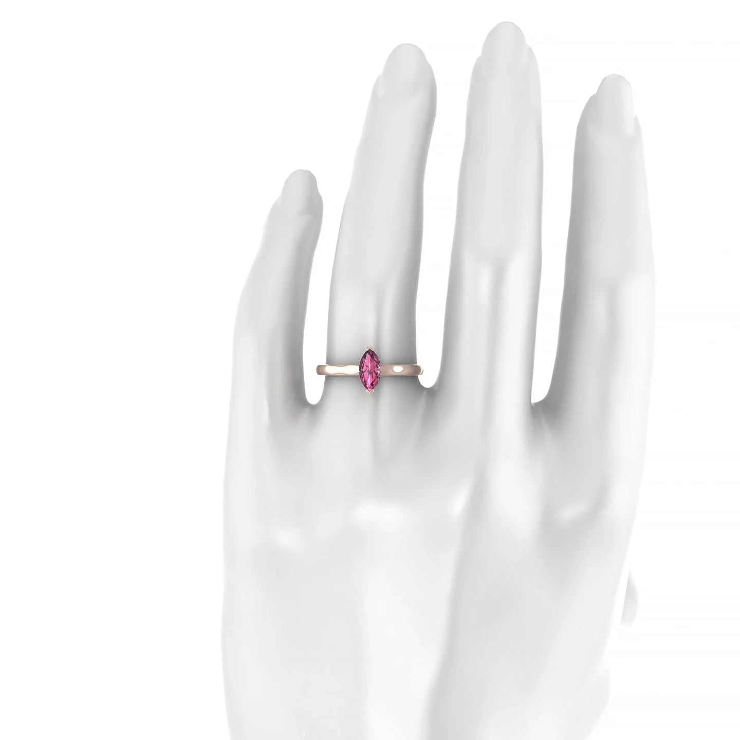 Cathedral | 18k Rose Gold 8 x 4 mm Marquise Rhodolite Ring