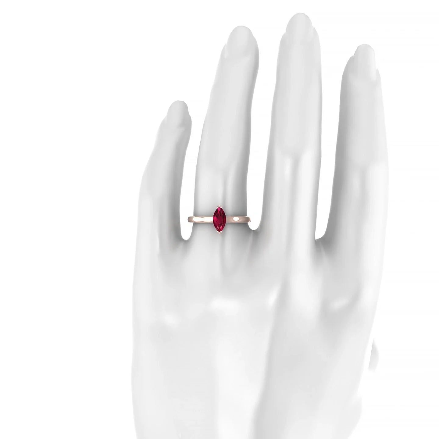 Cathedral | 18k Rose Gold 8 x 4 mm Marquise Ruby Ring