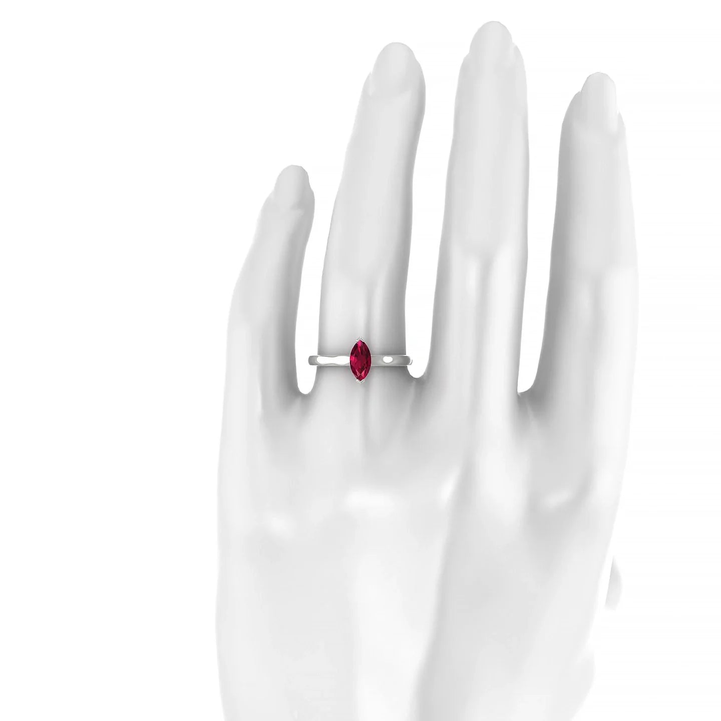Cathedral | 18k White Gold 8 x 4 mm Marquise Ruby Ring