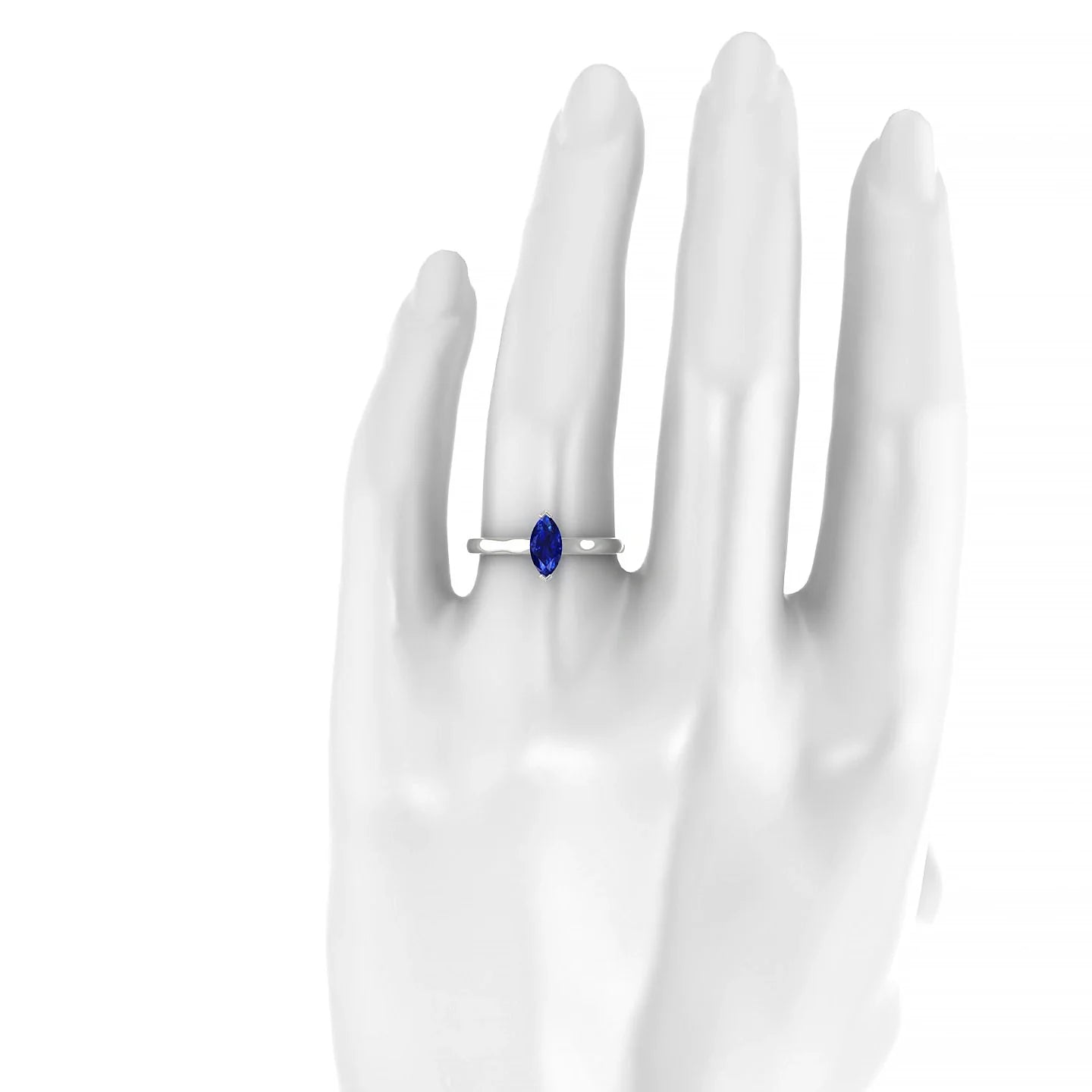 Cathedral | 18k White Gold 8 x 4 mm Marquise Sapphire Ring