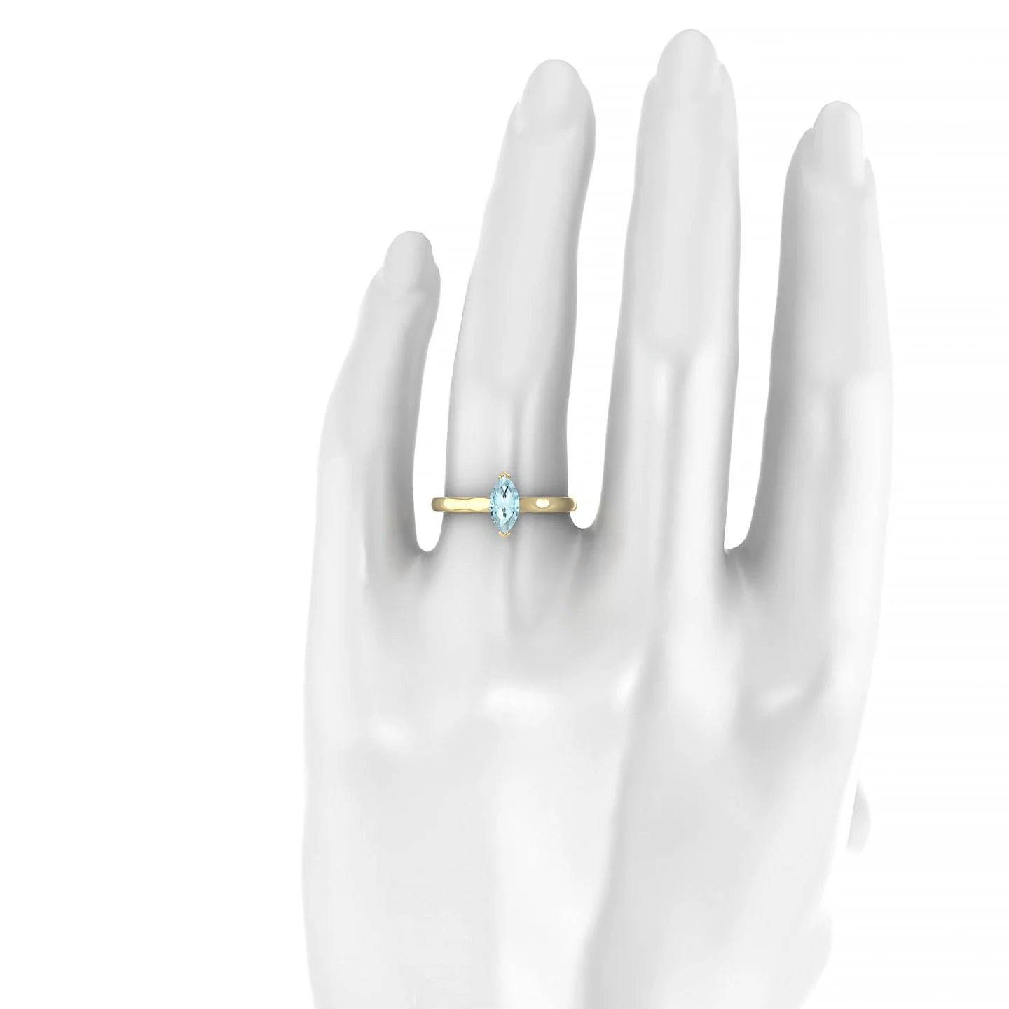 Cathedral | 18k Yellow Gold 8 x 4 mm Marquise Aquamarine Ring
