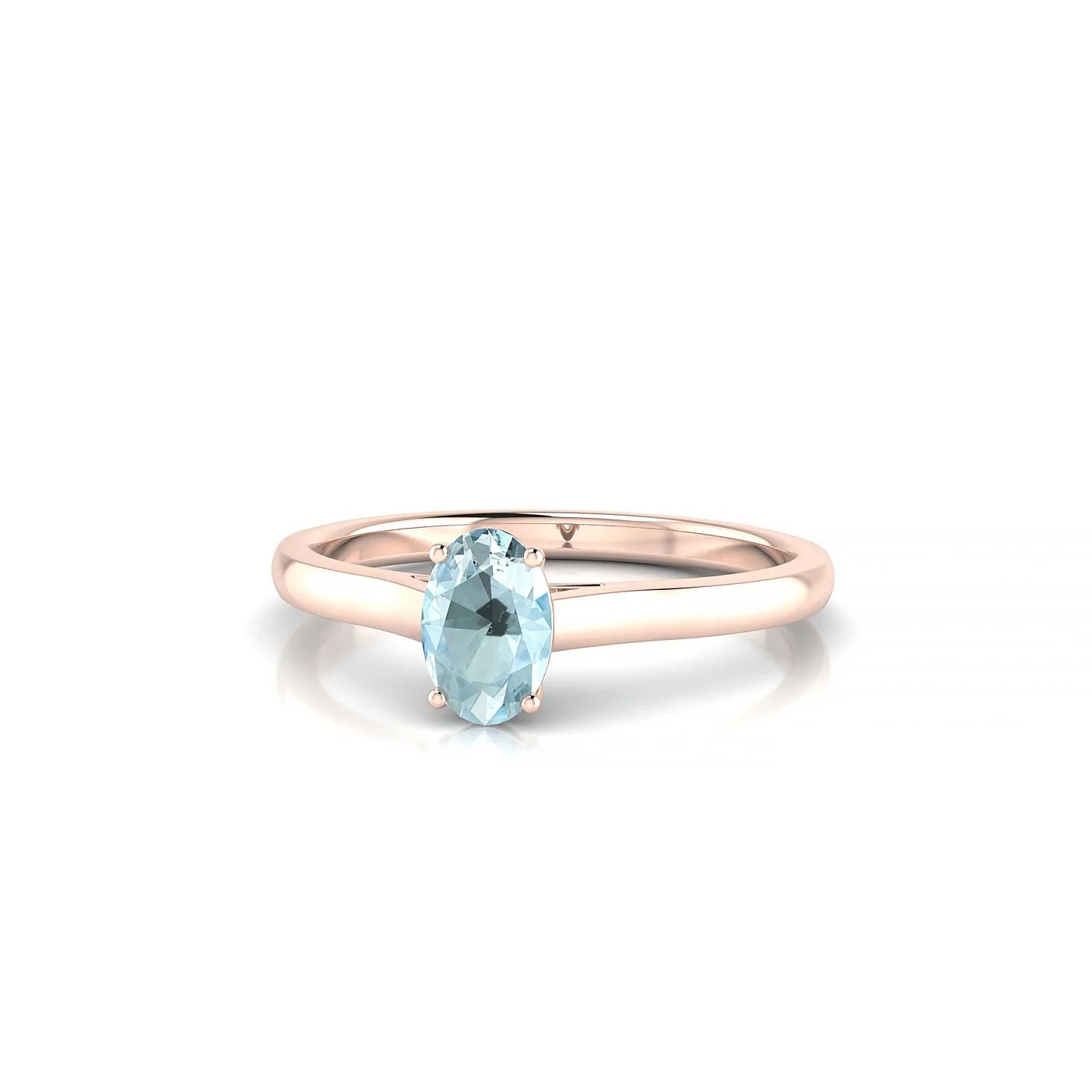 Cathedral | 18k Rose Gold 6 x 4 mm Oval Aquamarine Ring