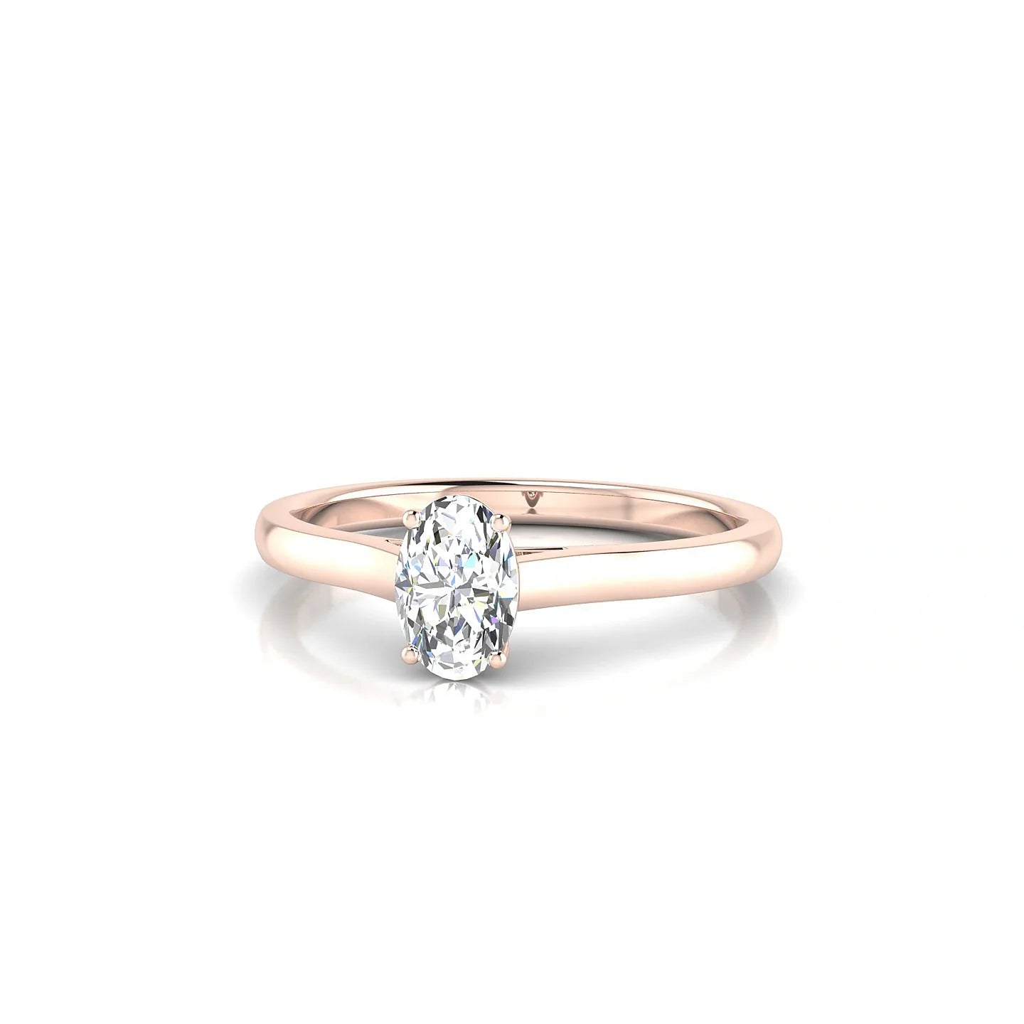 Cathedral | 18k Rose Gold 6 x 4 mm Oval Diamond Ring