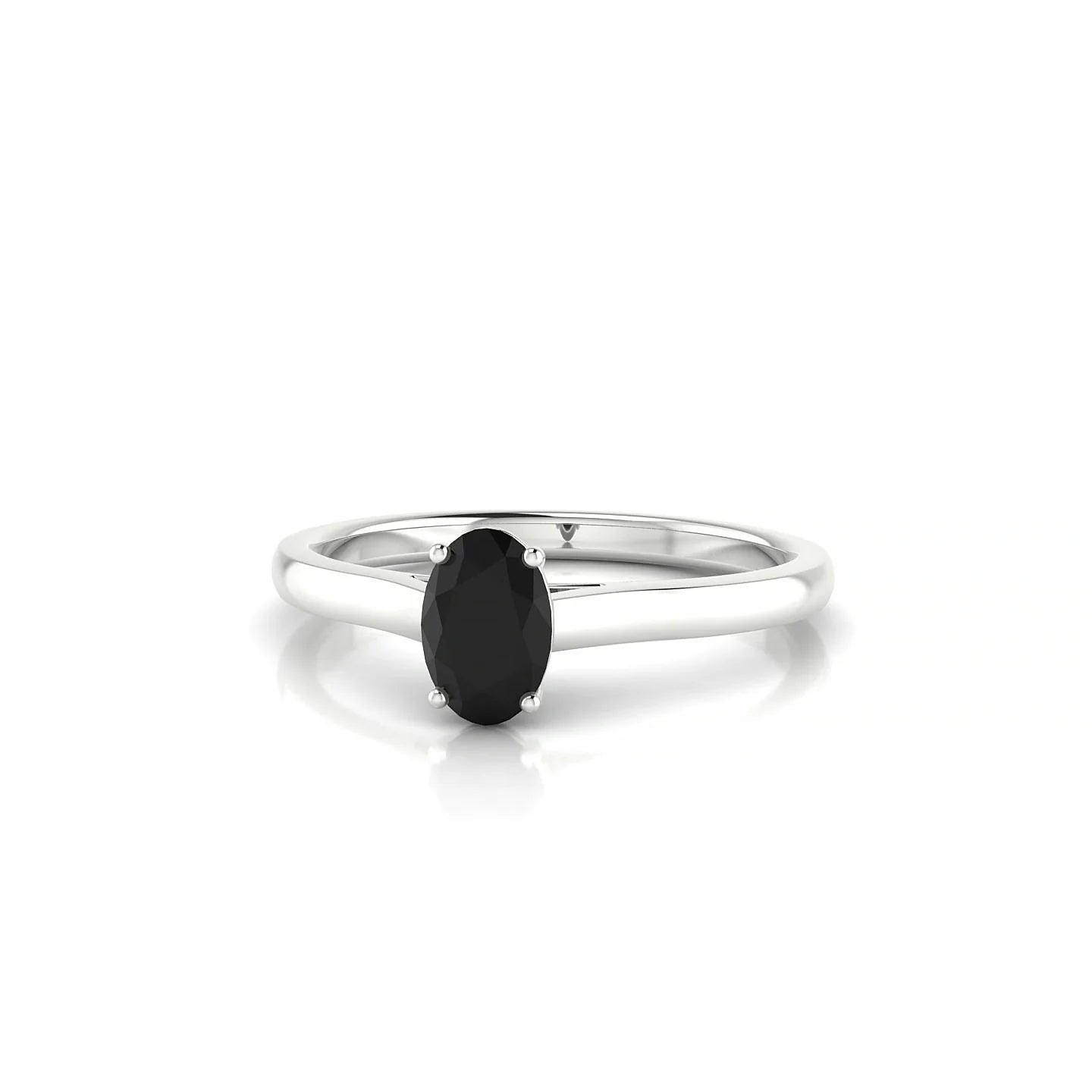 Cathedral | 18k White Gold 6 x 4 mm Oval Black Diamond Ring