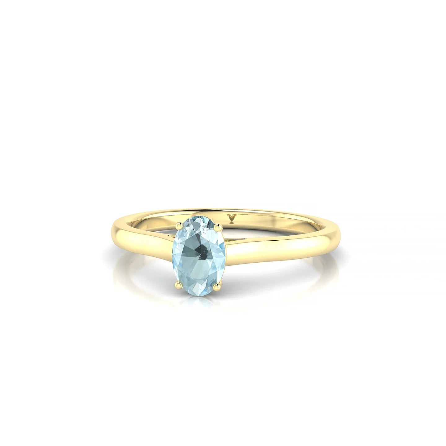 Cathedral | 18k Yellow Gold 6 x 4 mm Oval Aquamarine Ring