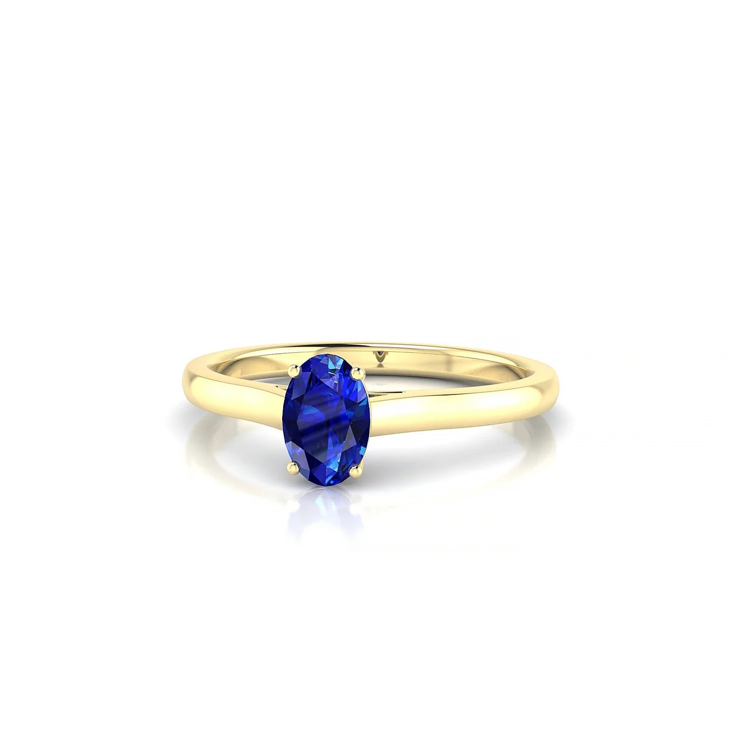 Cathedral | 18k Yellow Gold 6 x 4 mm Oval Sapphire Ring