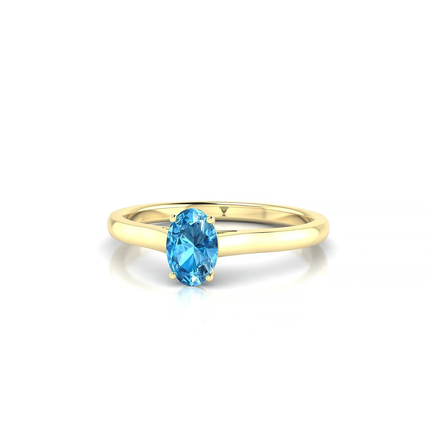 Cathedral | 18k Yellow Gold 6 x 4 mm Oval Topaz Ring