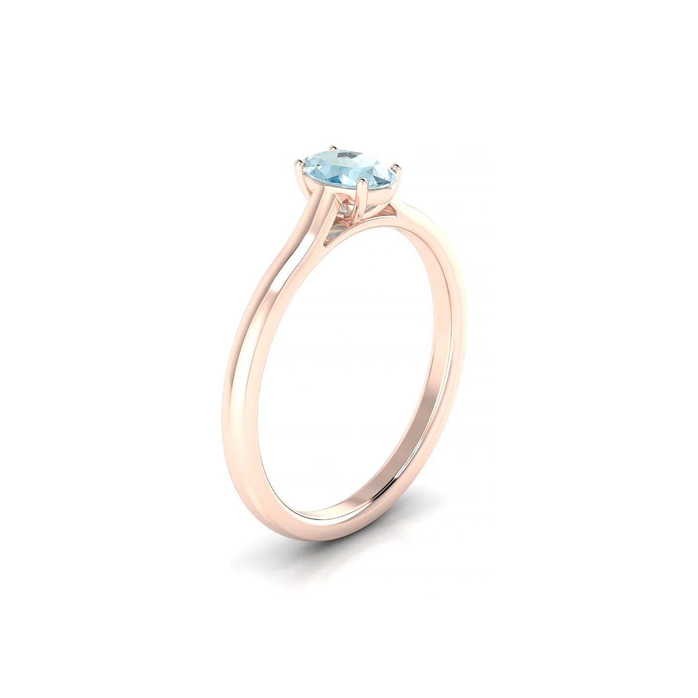Cathedral | 18k Rose Gold 6 x 4 mm Oval Aquamarine Ring