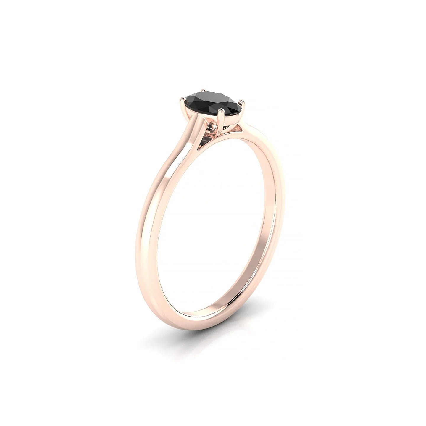 Cathedral | 18k Rose Gold 6 x 4 mm Oval Black Diamond Ring
