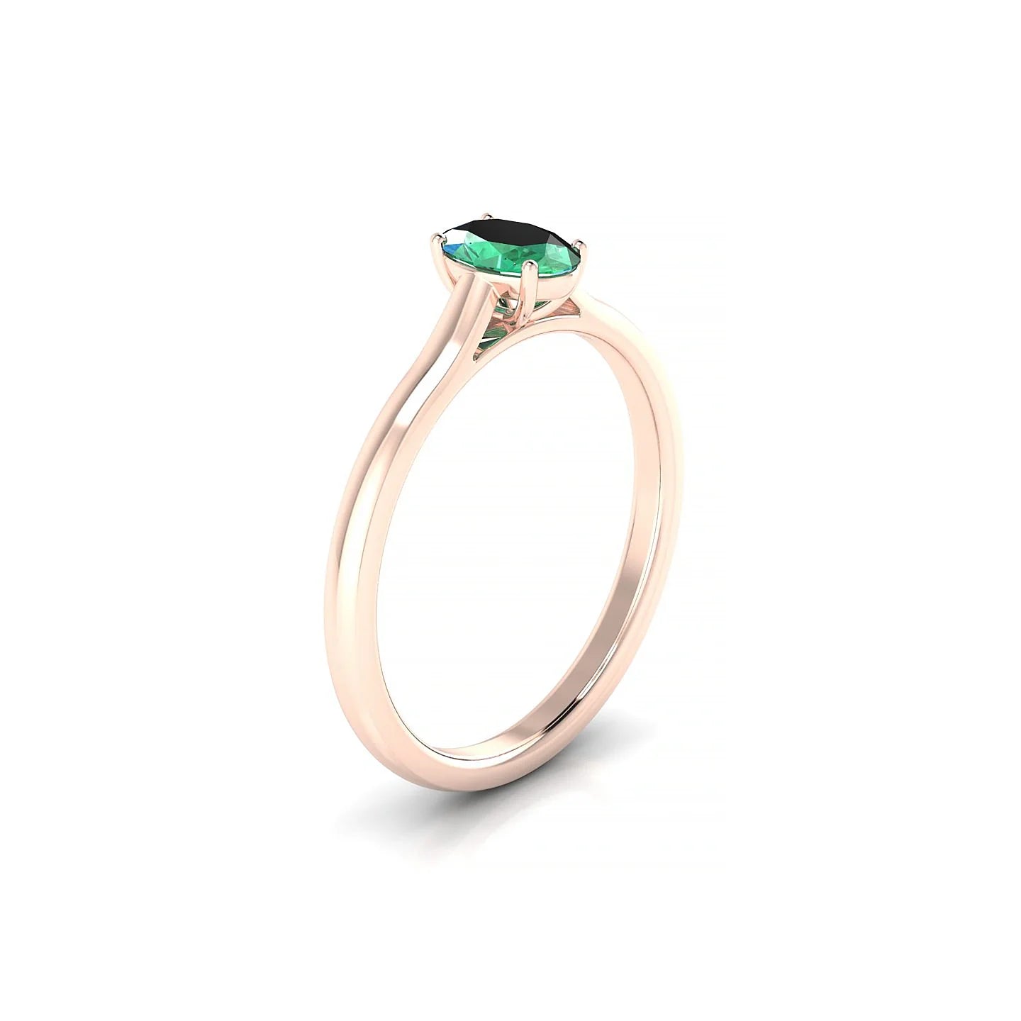 Cathedral | 18k Rose Gold 6 x 4 mm Oval Emerald Ring