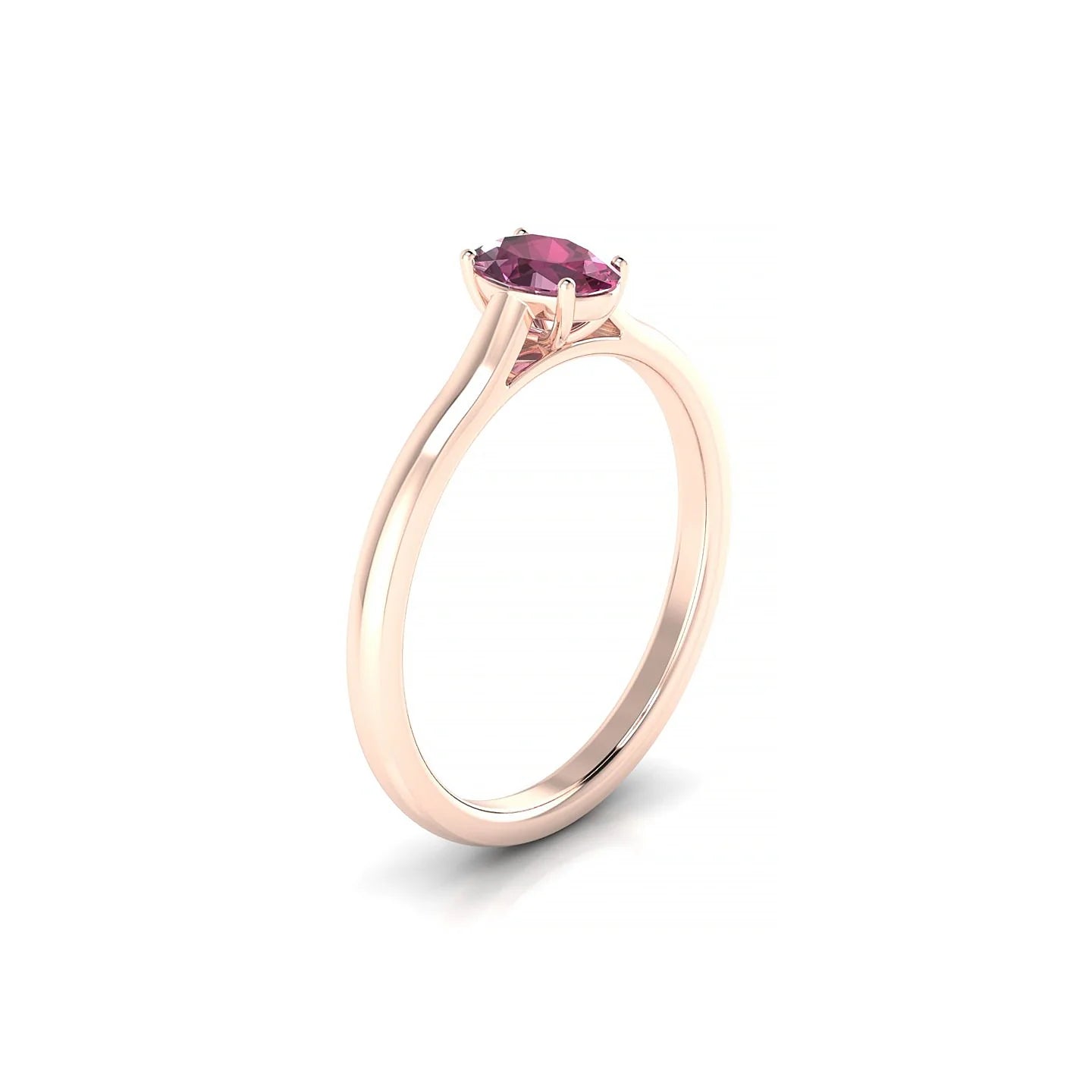 Cathedral | 18k Rose Gold 6 x 4 mm Oval Rhodolite Ring