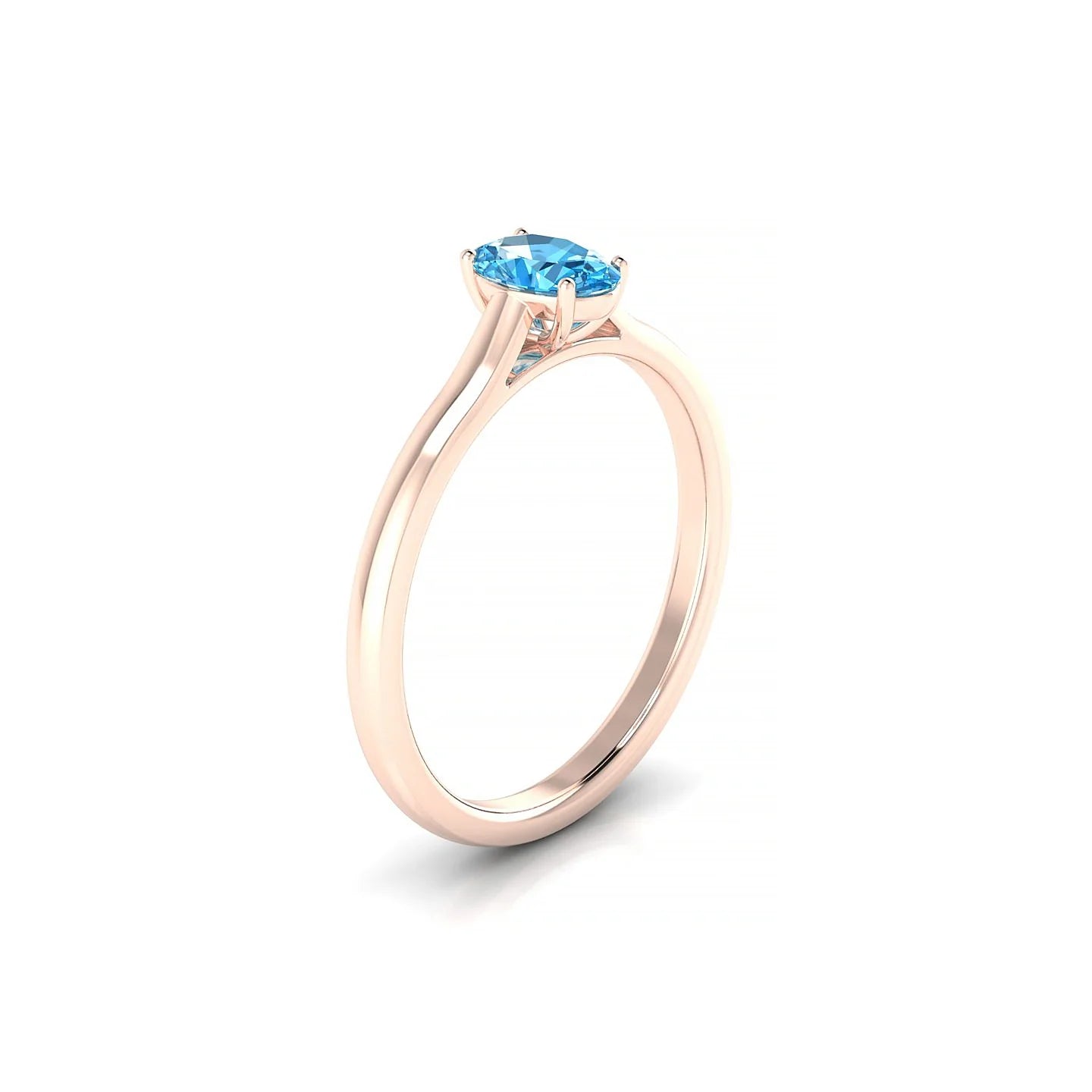 Cathedral | 18k Rose Gold 6 x 4 mm Oval Topaz Ring
