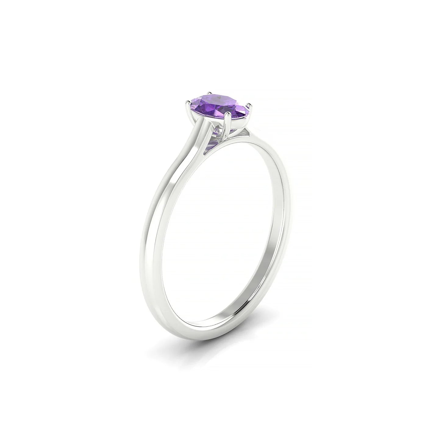 Cathedral | 18k White Gold 6 x 4 mm Oval Amethyst Ring
