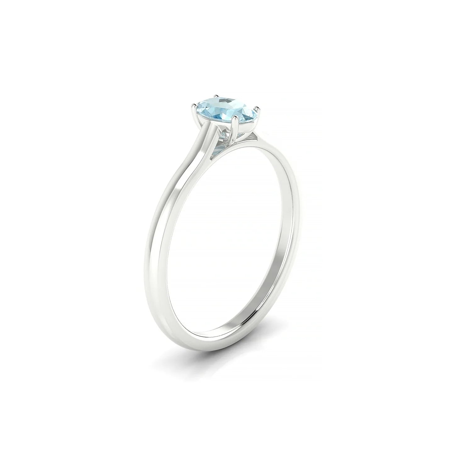 Cathedral | 18k White Gold 6 x 4 mm Oval Aquamarine Ring