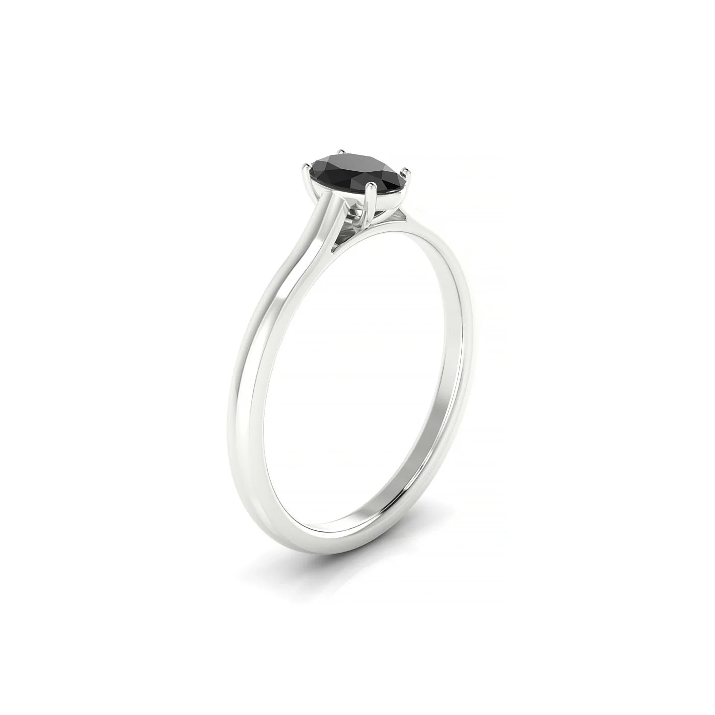 Cathedral | 18k White Gold 6 x 4 mm Oval Black Diamond Ring