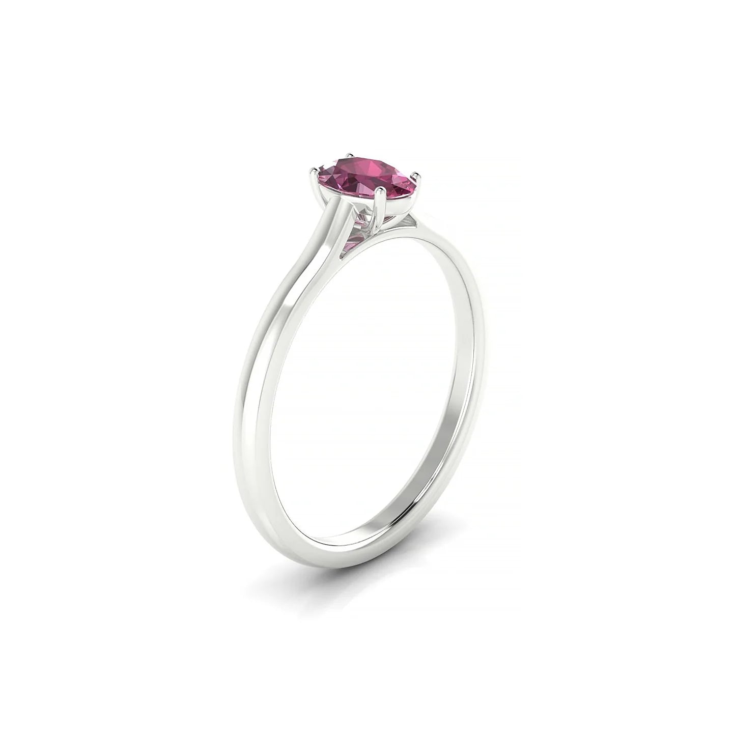 Cathedral | 18k White Gold 6 x 4 mm Oval Rhodolite Ring