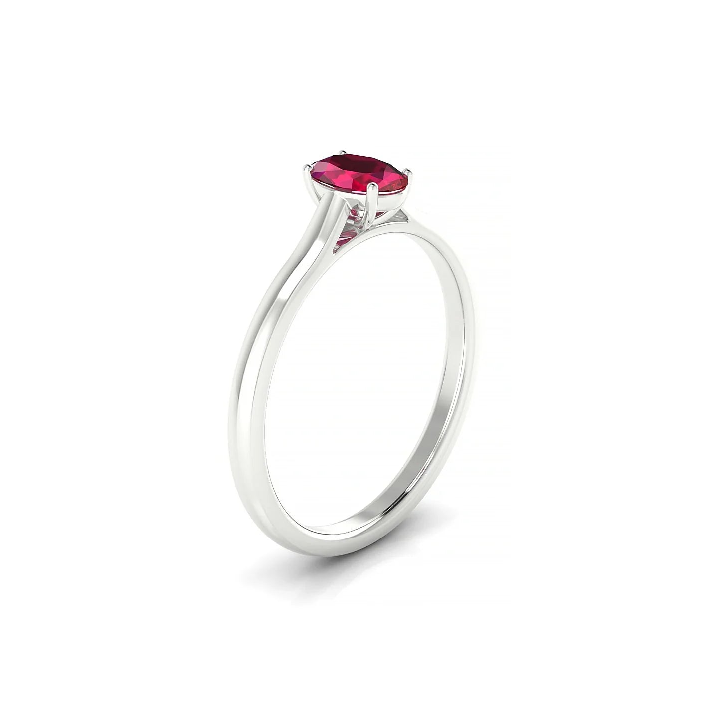 Cathedral | 18k White Gold 6 x 4 mm Oval Ruby Ring
