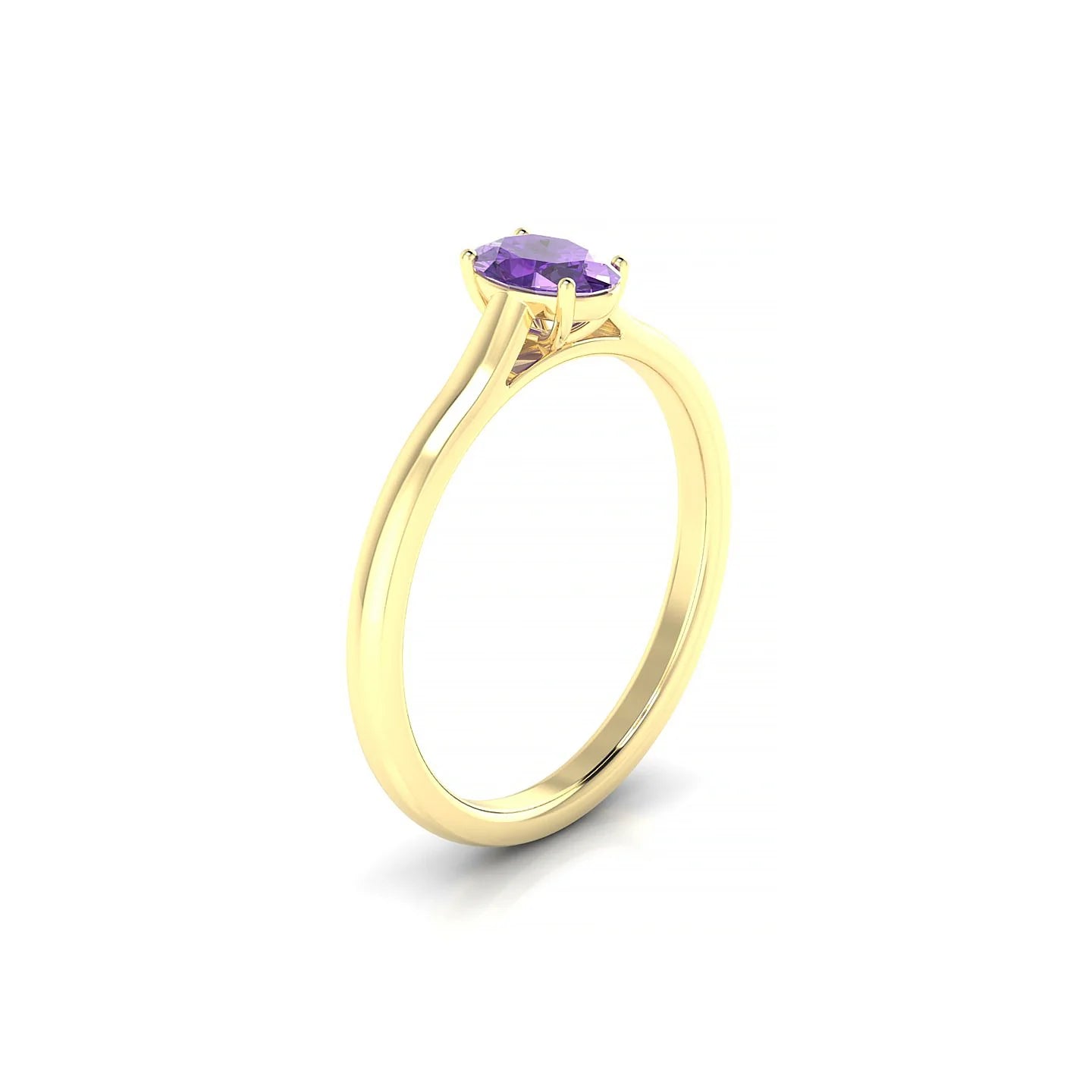 Cathedral | 18k Yellow Gold 6 x 4 mm Oval Amethyst Ring