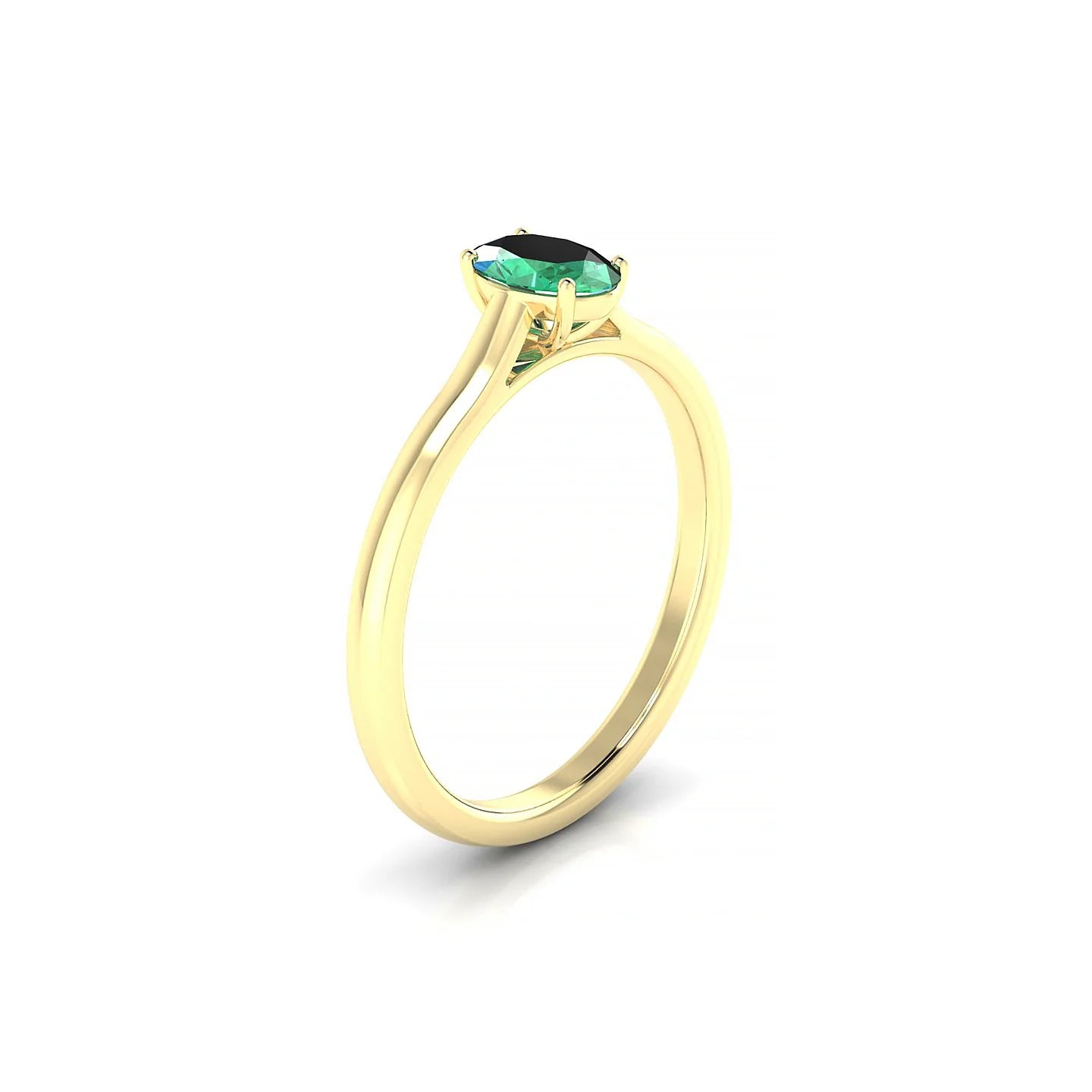 Cathedral | 18k Yellow Gold 6 x 4 mm Oval Emerald Ring