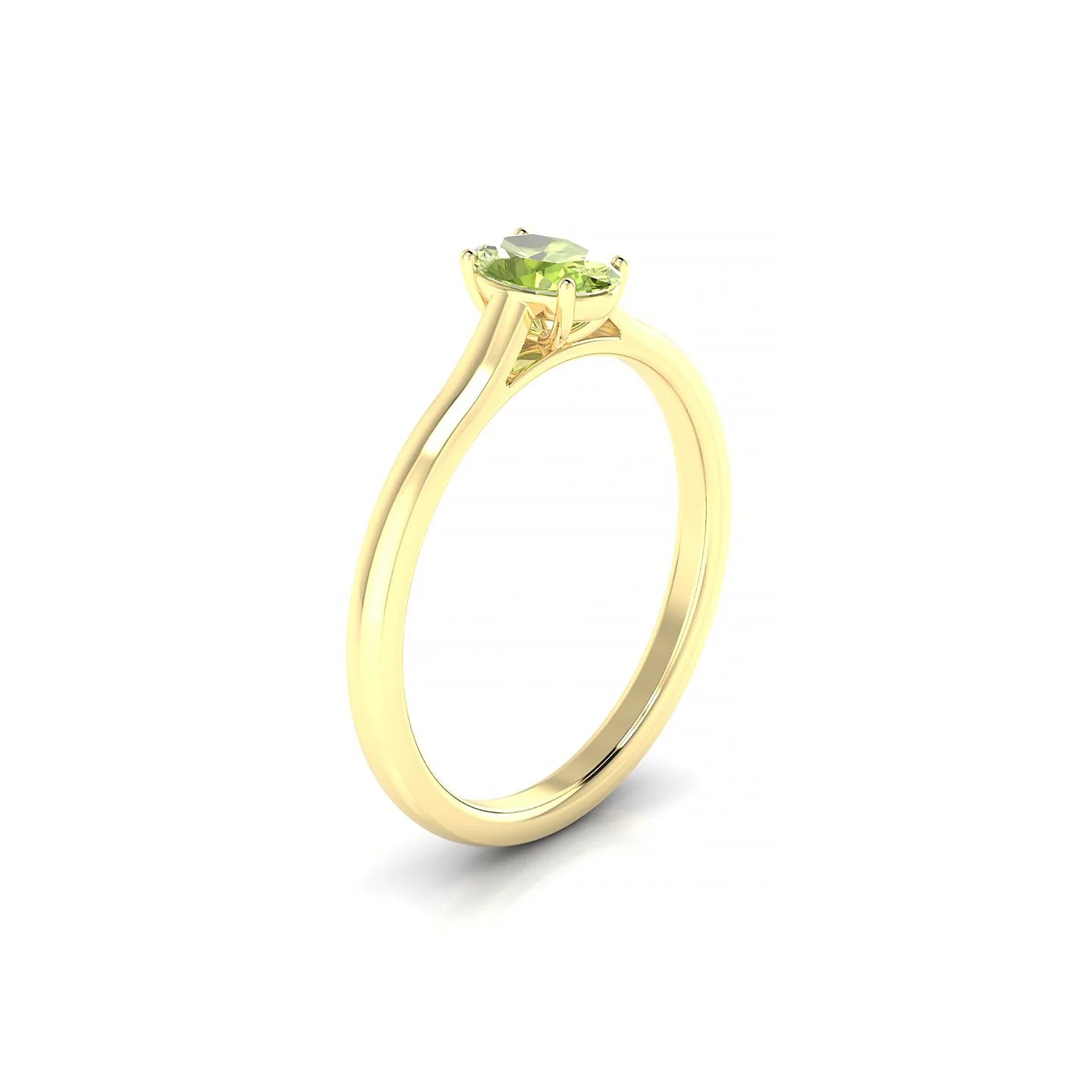 Cathedral | 18k Yellow Gold 6 x 4 mm Oval Peridot Ring
