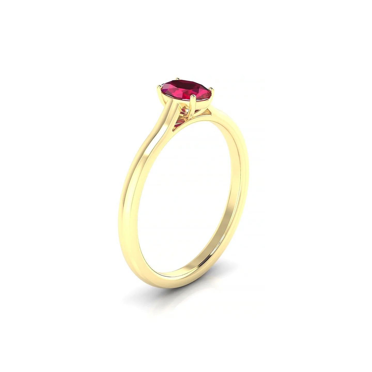 Cathedral | 18k Yellow Gold 6 x 4 mm Oval Ruby Ring