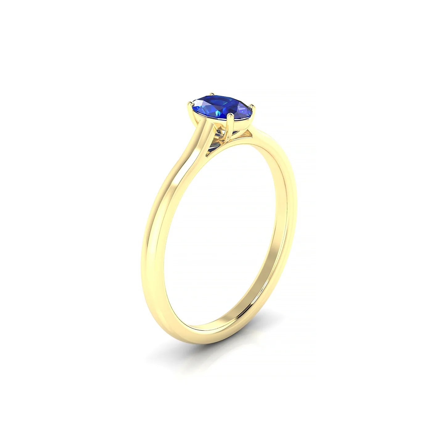 Cathedral | 18k Yellow Gold 6 x 4 mm Oval Sapphire Ring