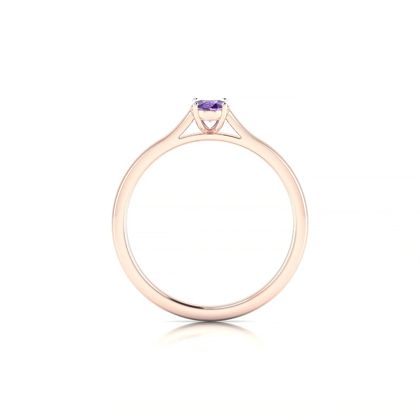 Cathedral | 18k Rose Gold 6 x 4 mm Oval Amethyst Ring