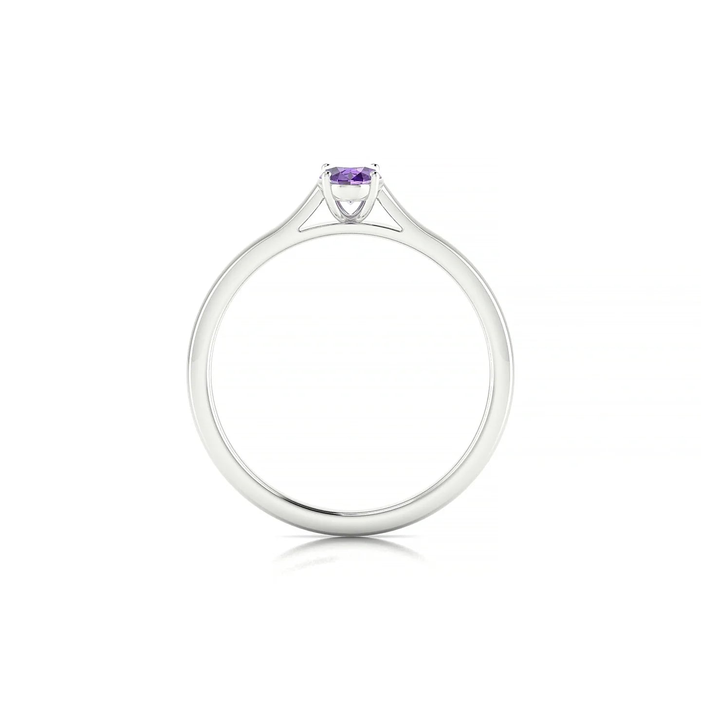 Cathedral | 18k White Gold 6 x 4 mm Oval Amethyst Ring