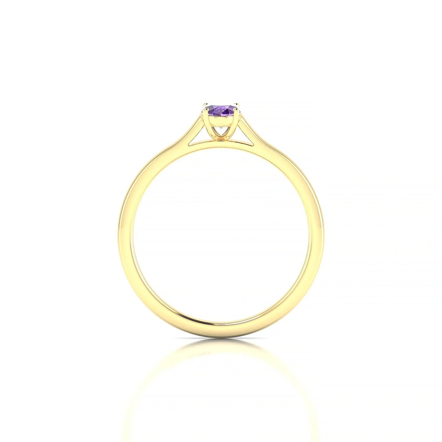 Cathedral | 18k Yellow Gold 6 x 4 mm Oval Amethyst Ring