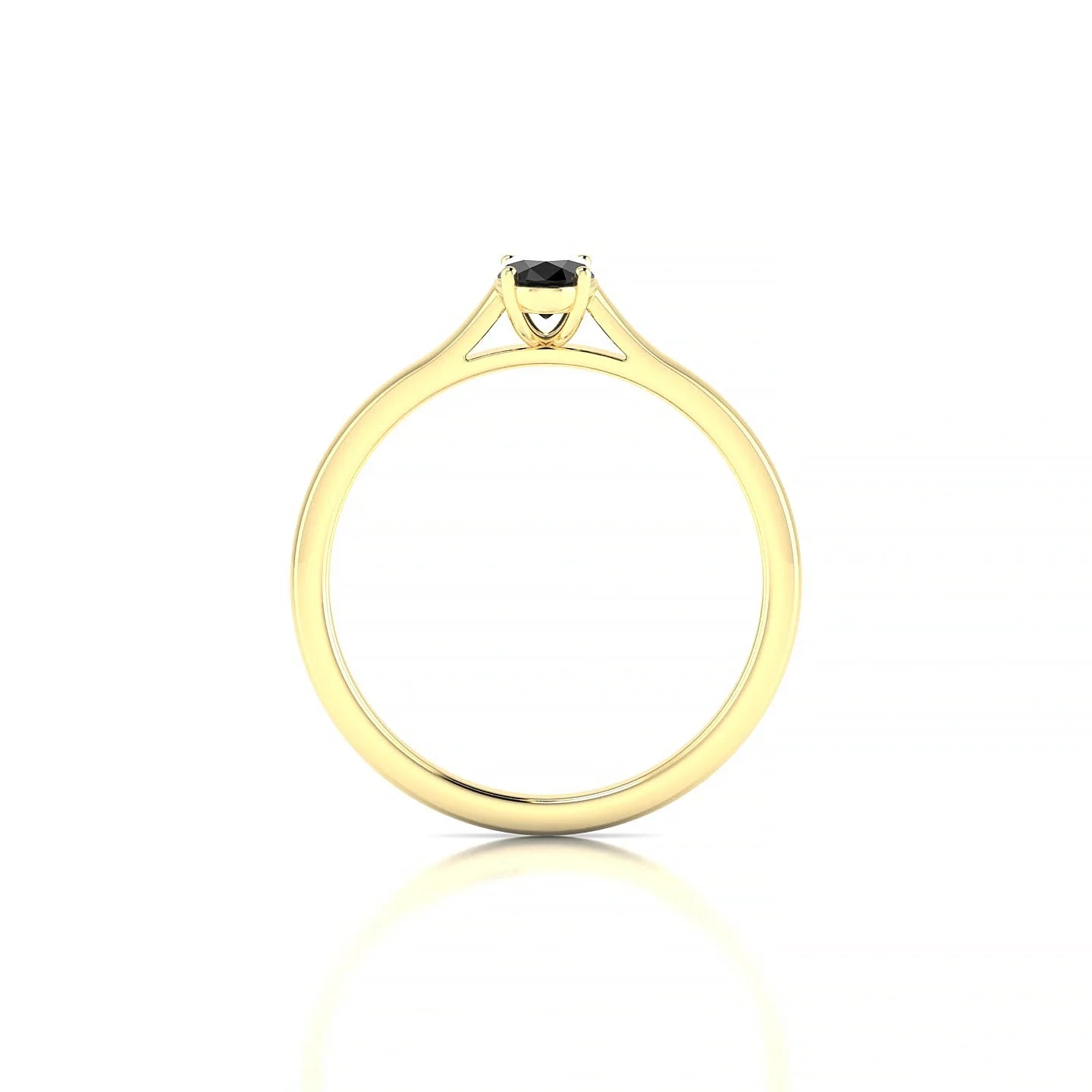 Cathedral | 18k Yellow Gold 6 x 4 mm Oval Black Diamond Ring