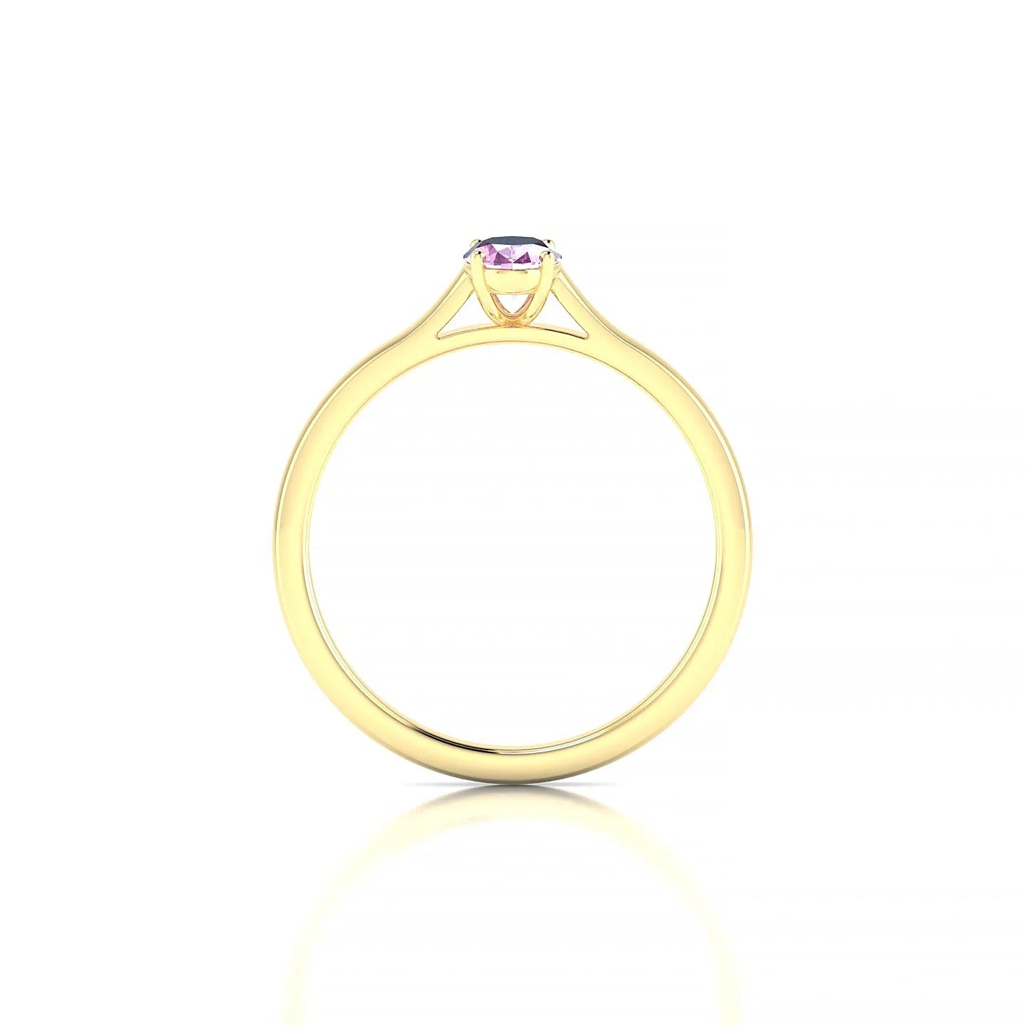 Cathedral | 18k Yellow Gold 6 x 4 mm Oval Pink Sapphire Ring